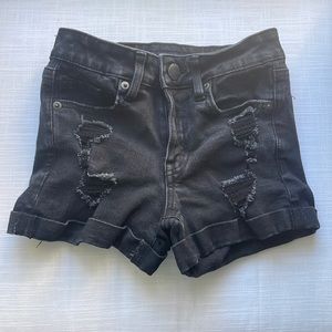 High rise Midi Aeropostale jean shorts. Ripped style, rolled bottoms.